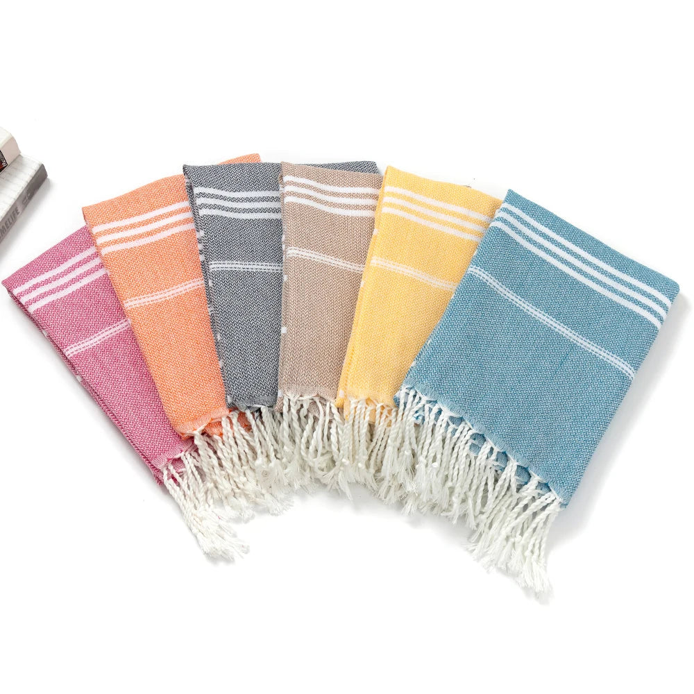 Style-Oriented Fringed Turkish Beach Towel - Lightweight Cotton Polyester Quick Dry Towel for Beach & Spa