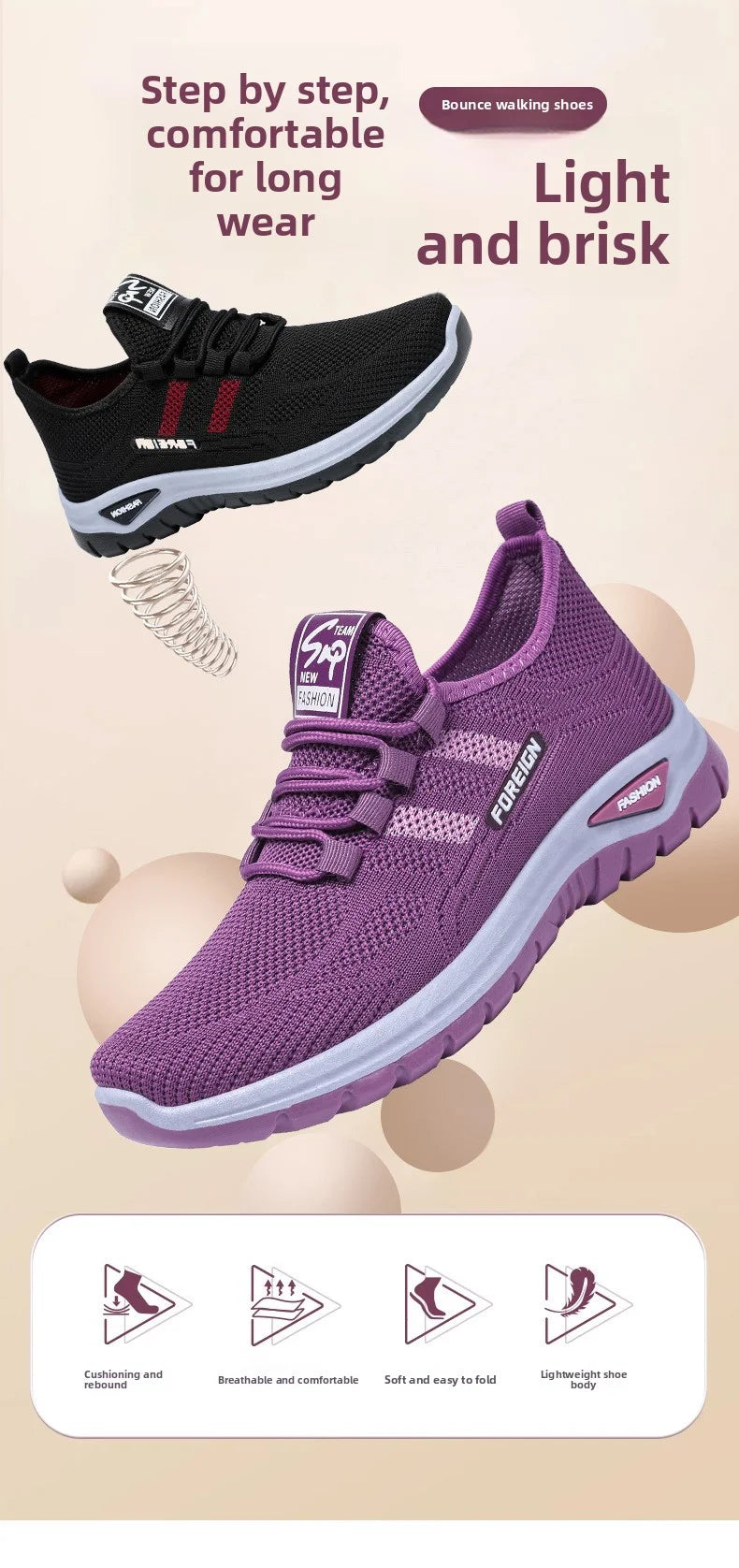Women's Breathable Mesh Running Sneakers - Lightweight Athletic Walking Shoes with Anti-Slip Rubber Sole