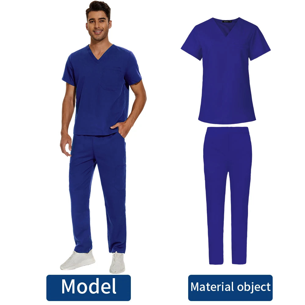 Men's V-Neck Scrubs Set - Stylish Medical Uniforms for Doctors & Nurses | Comfortable & Durable Lab Overalls