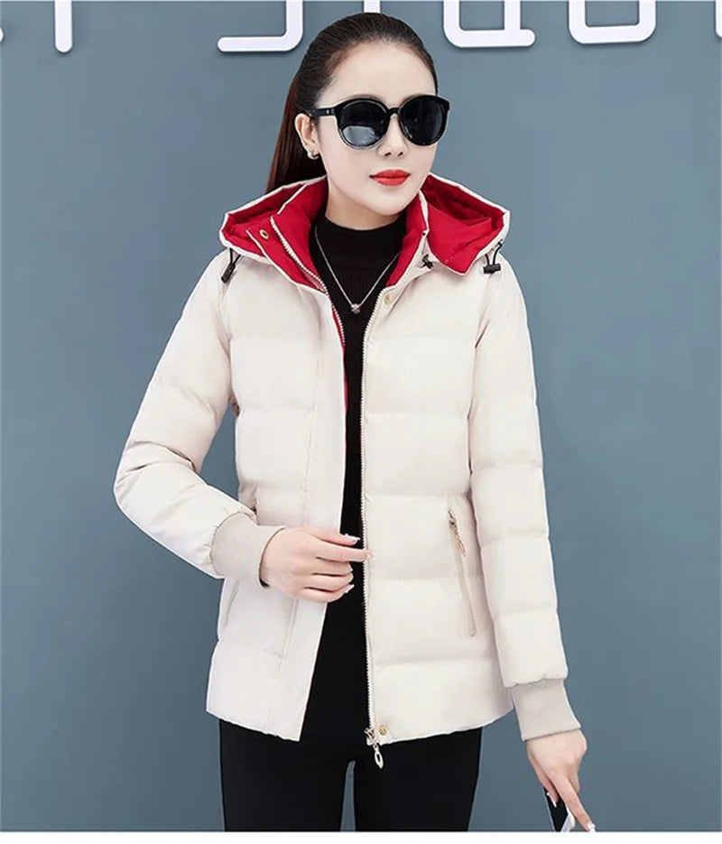 Women's Velvet Cotton Padded Winter Jacket 2025 - Detachable Hood Warm Parka Coat"