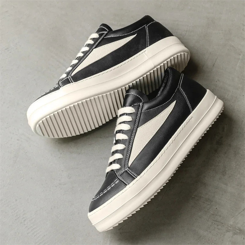 Men's Lace-Up Platform Sneakers — Breathable Microfiber Casual Shoes | Lightweight Anti-Odor Street Style Trainers