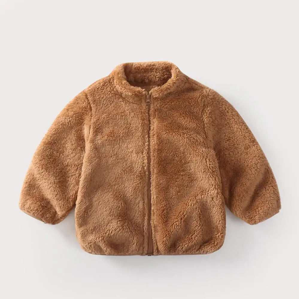 Unisex Kids Plush Faux Fur Jacket - Soft Winter Coat for Toddlers 1-6 Years