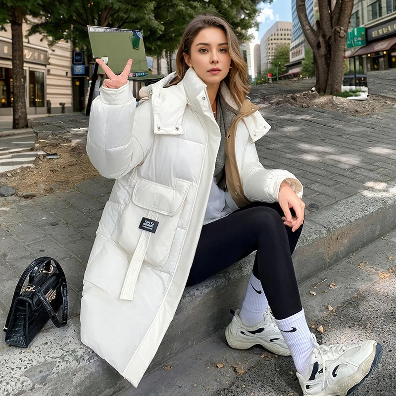 Women's 2024 Hooded Cotton Padded Parka Jacket-Long & Stylish