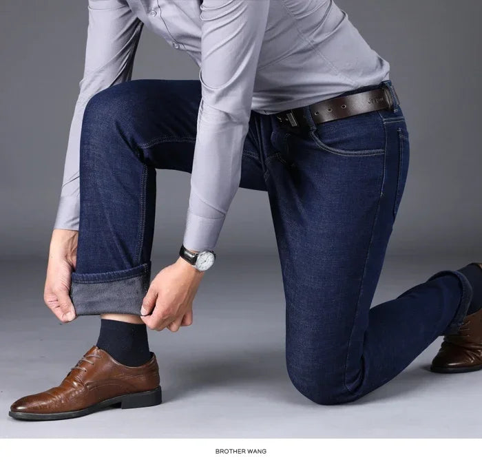 Men's Warm Fleece-Lined Jeans: Stylish Comfort for Winter!"