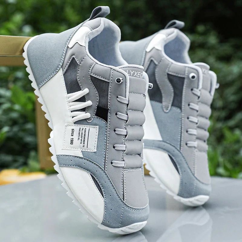 Syflyno Men's Lace-Up Athletic Sneakers — Breathable Mesh Running Shoes for Spring & Autumn | Anti-Slip Gym Trainers