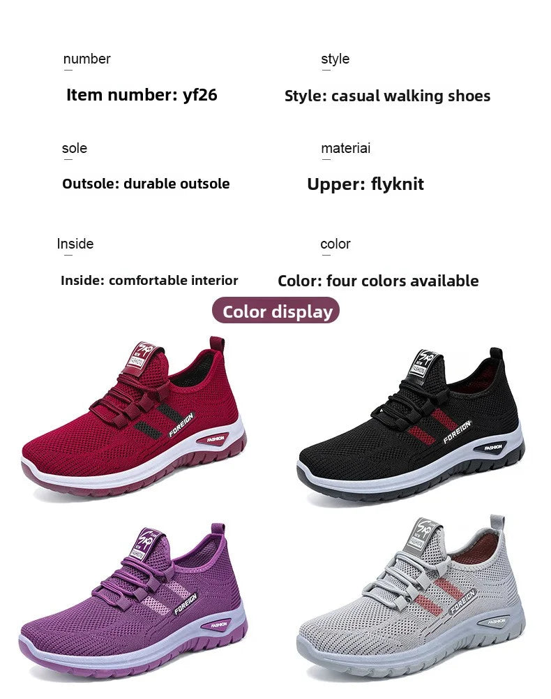 Women's Breathable Mesh Running Sneakers - Lightweight Athletic Walking Shoes with Anti-Slip Rubber Sole