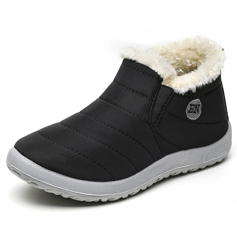Men's Waterproof Winter Snow Boots - Plush-Lined Slip-On Ankle Boots