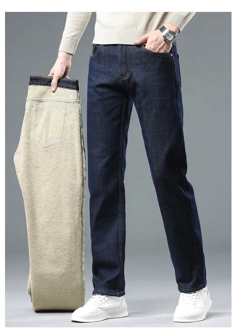 Men's 2023 Winter Fleece Jeans: Warm, Stylish & Versatile.