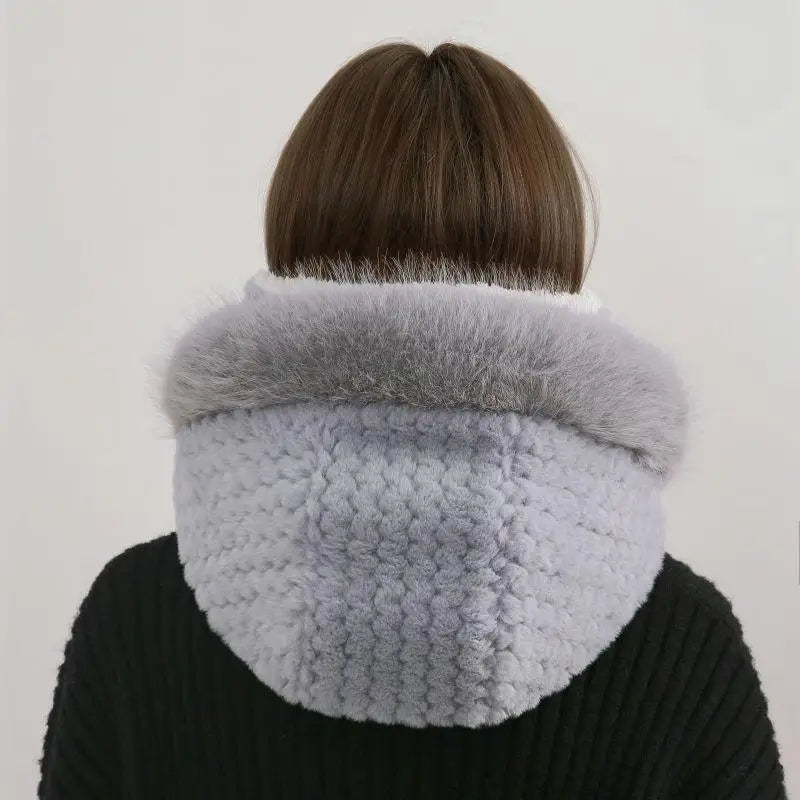 Women's Winter Plush Hood Hat - Windproof Thermal Scarf Mask Cap