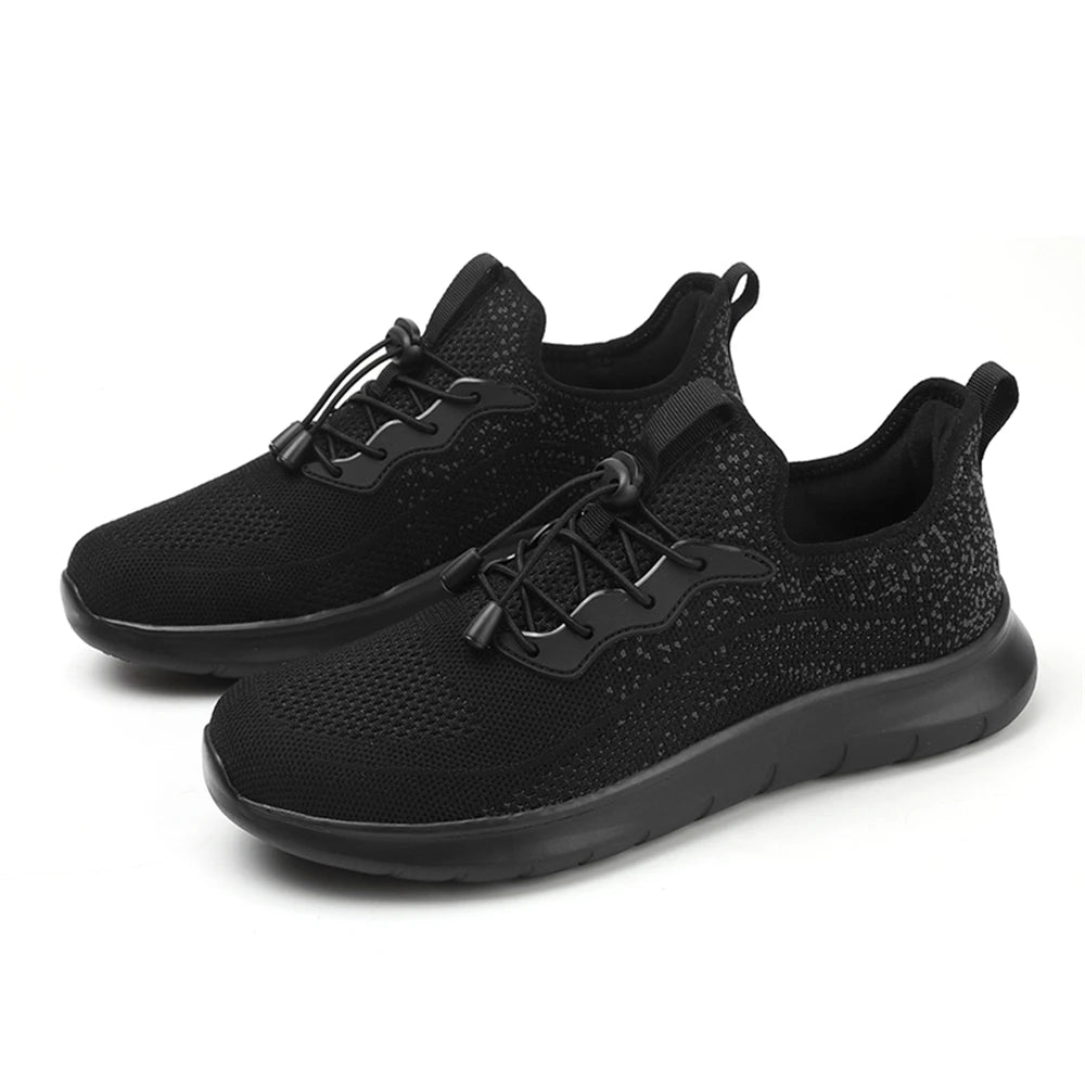 Men's WQT Flyknit Elastic Slip-On Sneakers – Lightweight Breathable Mesh Running Style Shoes with EVA Sole