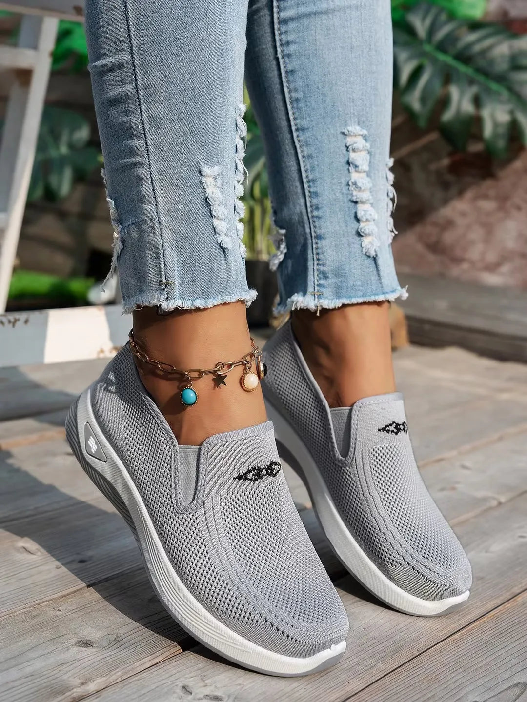 Women's Slip-On Casual Flats | Breathable Cotton Sneakers | Lightweight Comfort Walking Shoes