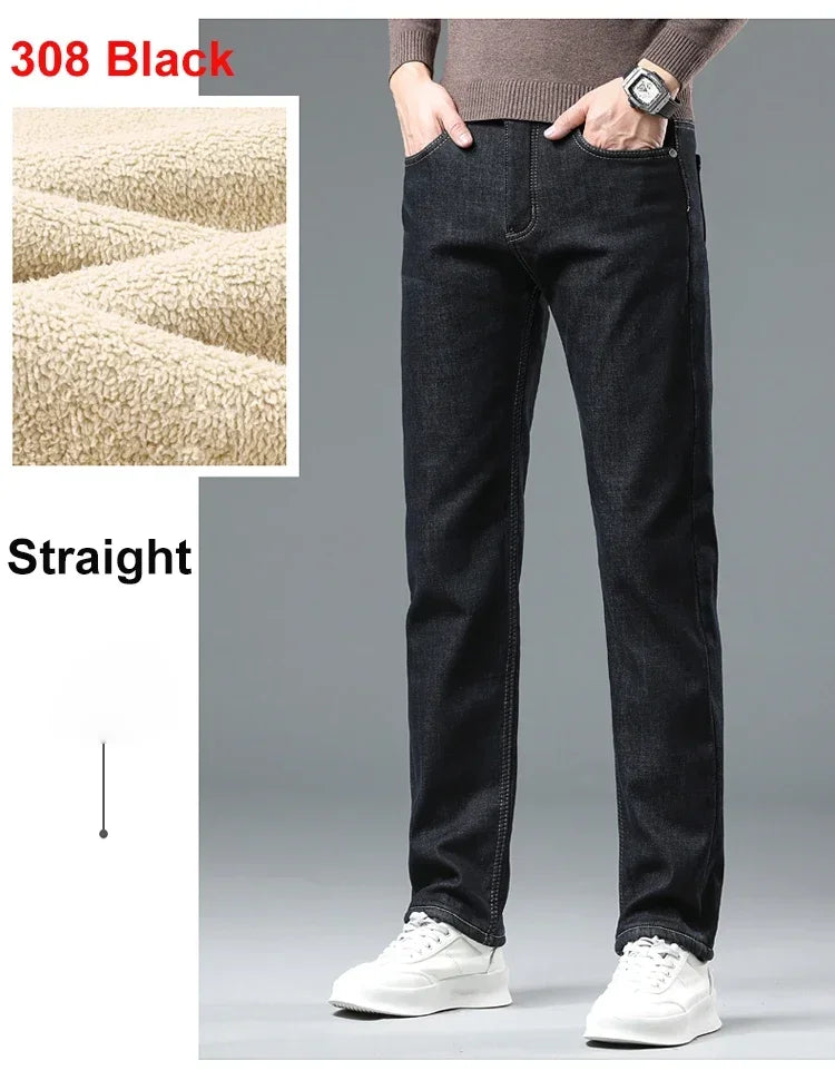 Men's 2023 Winter Fleece Jeans: Warm, Stylish & Versatile.
