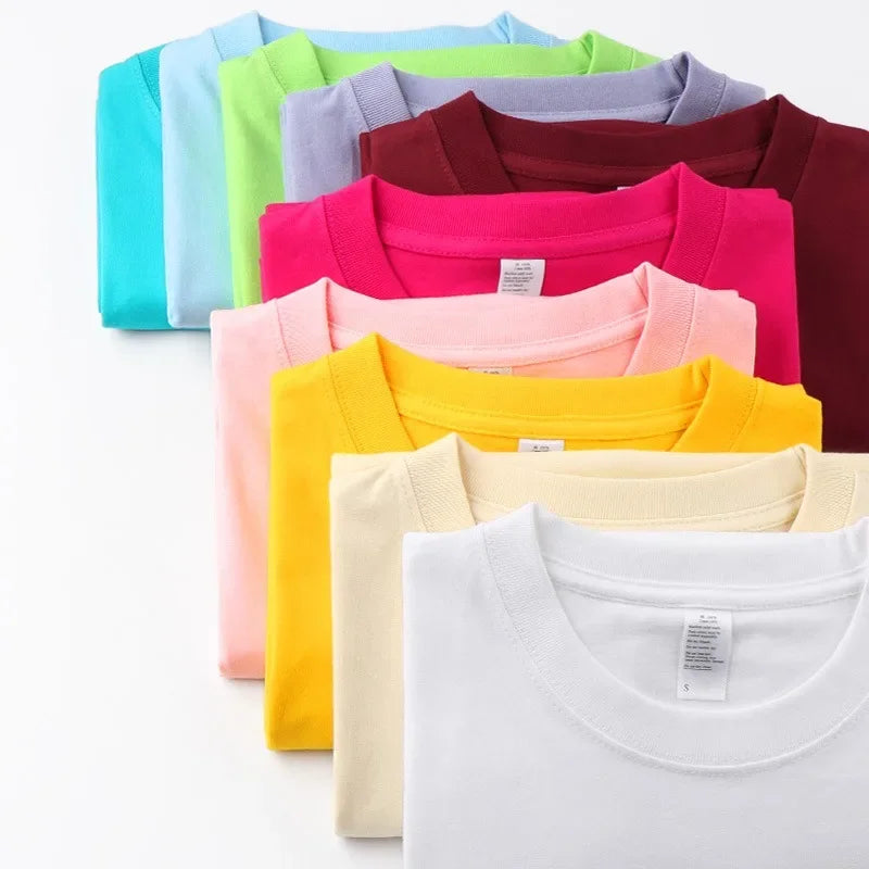 Men's 250g Combed Cotton T-Shirt | Heavyweight Solid Color O-Neck Short Sleeve Tee | Loose Casual Fit | XS–2XL