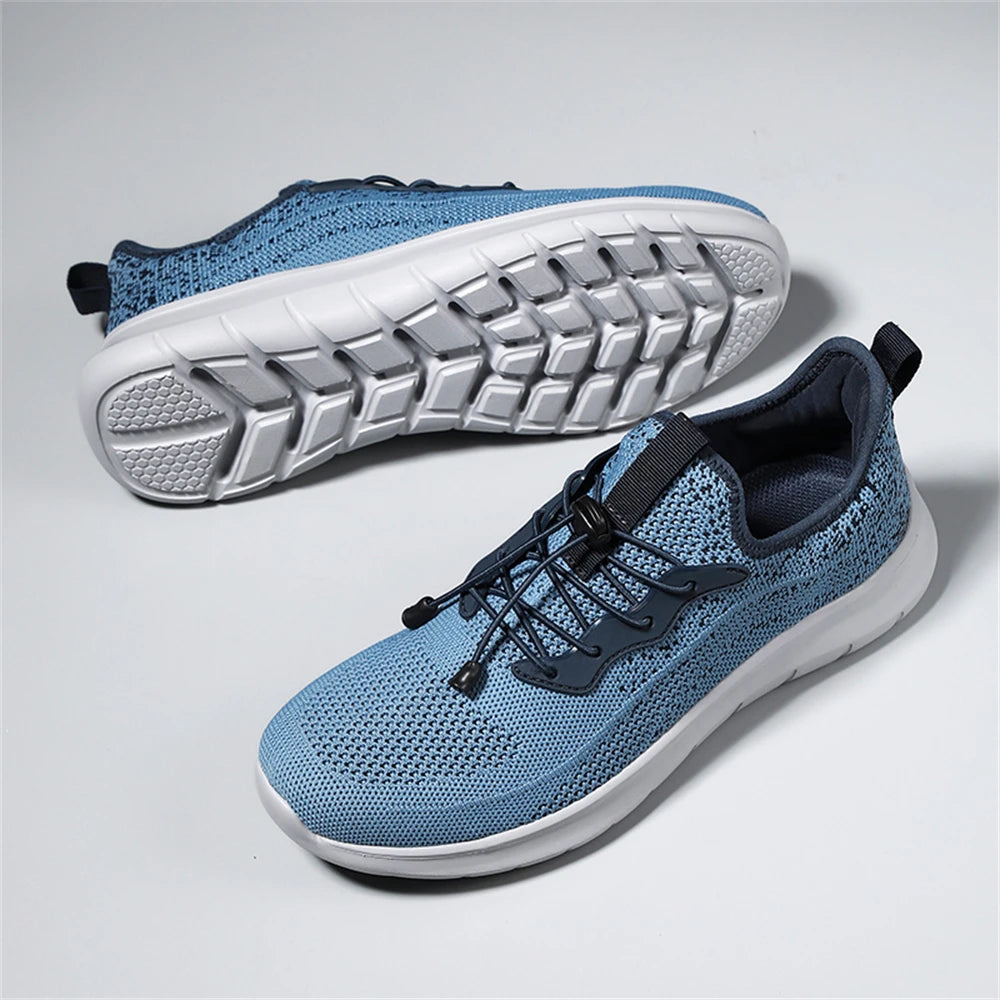 Men's WQT Flyknit Elastic Slip-On Sneakers – Lightweight Breathable Mesh Running Style Shoes with EVA Sole