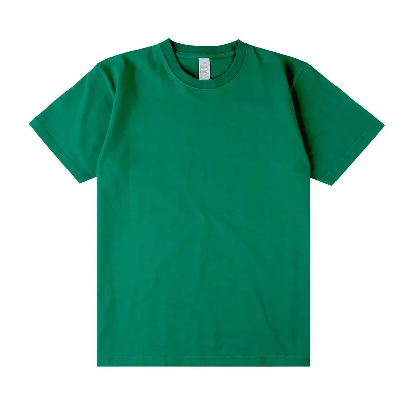 Men's 250g Combed Cotton T-Shirt | Heavyweight Solid Color O-Neck Short Sleeve Tee | Loose Casual Fit | XS–2XL