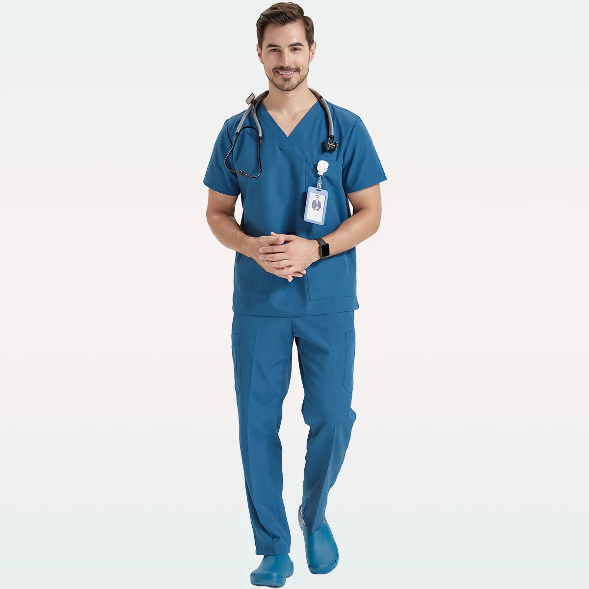 Men's Breathable Medical Scrubs Set - Stylish Hospital Nursing Uniforms for Doctors & Nurses