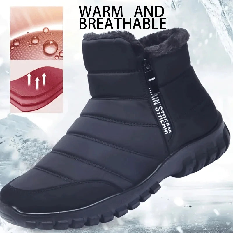 Men's Waterproof Winter Snow Boots – Faux Wool Lined Mid-Calf Zip Ankle Boot | Sizes 6.5–12