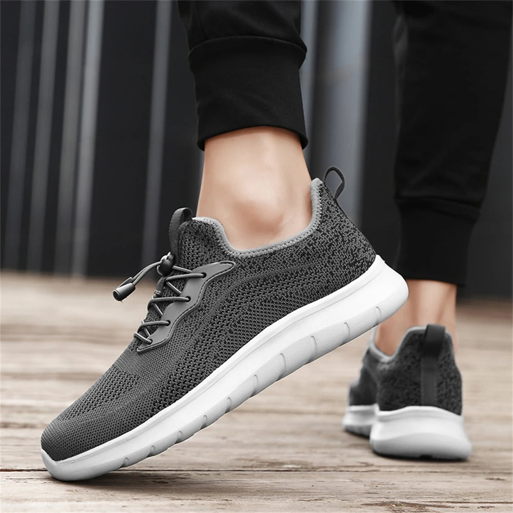 Men's WQT Flyknit Elastic Slip-On Sneakers – Lightweight Breathable Mesh Running Style Shoes with EVA Sole