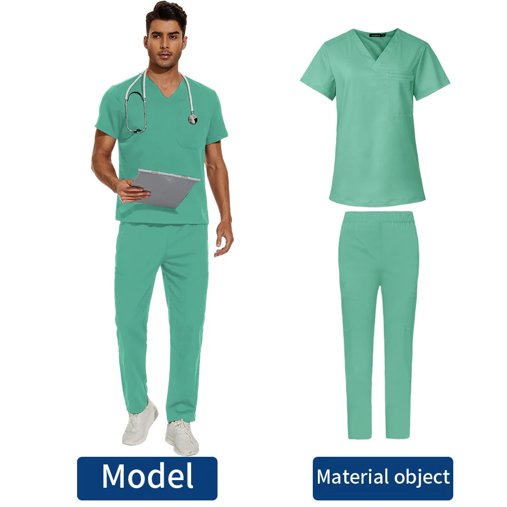 Men's V-Neck Scrubs Set - Stylish Medical Uniforms for Doctors & Nurses | Comfortable & Durable Lab Overalls