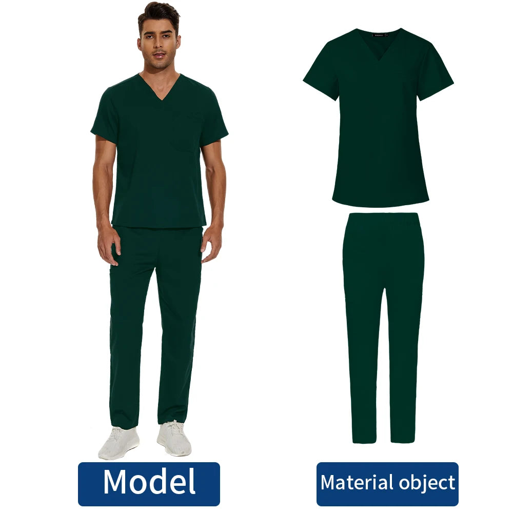 Men's V-Neck Scrubs Set - Stylish Medical Uniforms for Doctors & Nurses | Comfortable & Durable Lab Overalls