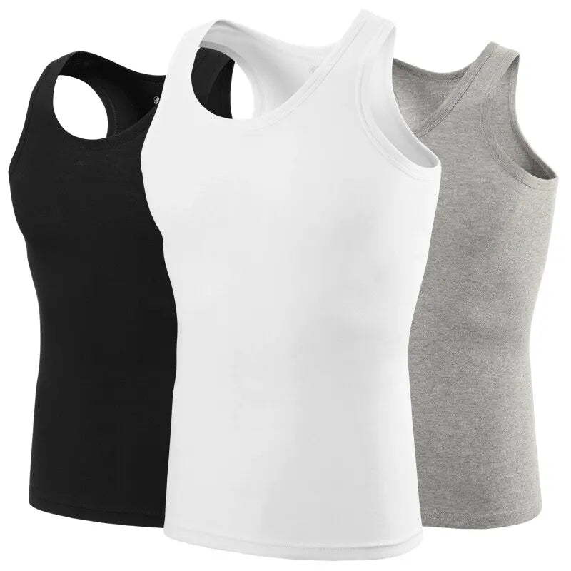 Men's Cotton Sleeveless Tank Top | Skinny Fit Gym Fitness Vest – 1, 3 or 5 Pack Bundle | Casual Sport Training Undershirt