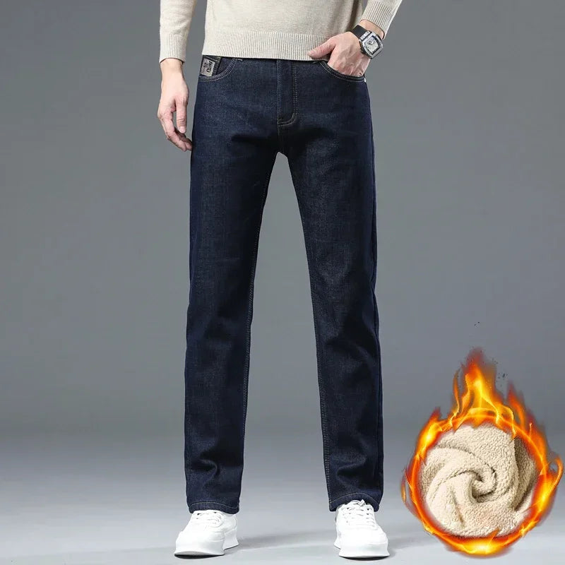 Men's 2023 Winter Fleece Jeans: Warm, Stylish & Versatile.