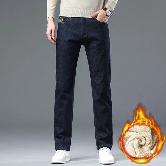 Men's 2023 Winter Fleece Jeans: Warm, Stylish & Versatile.