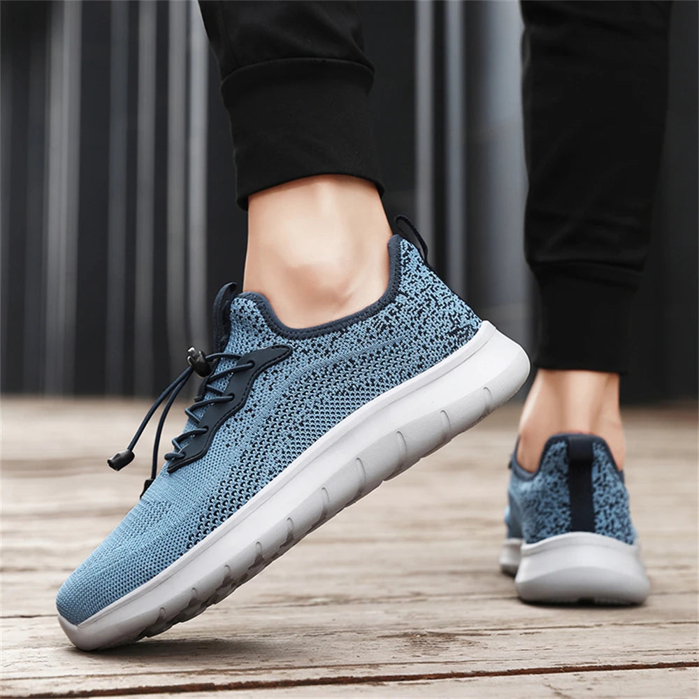 Men's WQT Flyknit Elastic Slip-On Sneakers – Lightweight Breathable Mesh Running Style Shoes with EVA Sole