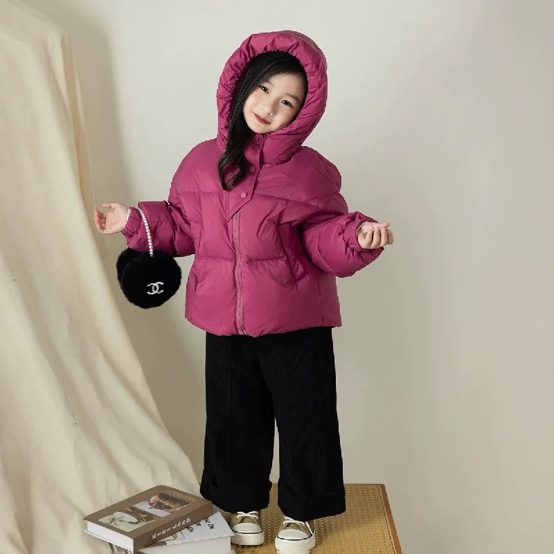 Unisex Kids Hooded Down Puffer Jacket - Warm Winter Coat for Boys & Girls (3-12 Years)