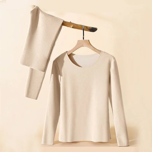 Women Thermal Underwear Winter Long Sleeve Bottoming Top Seamless