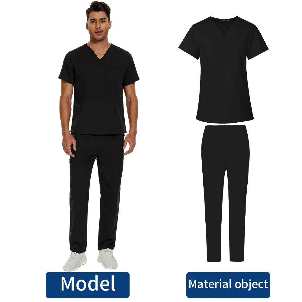 Men's V-Neck Scrubs Set - Stylish Medical Uniforms for Doctors & Nurses | Comfortable & Durable Lab Overalls