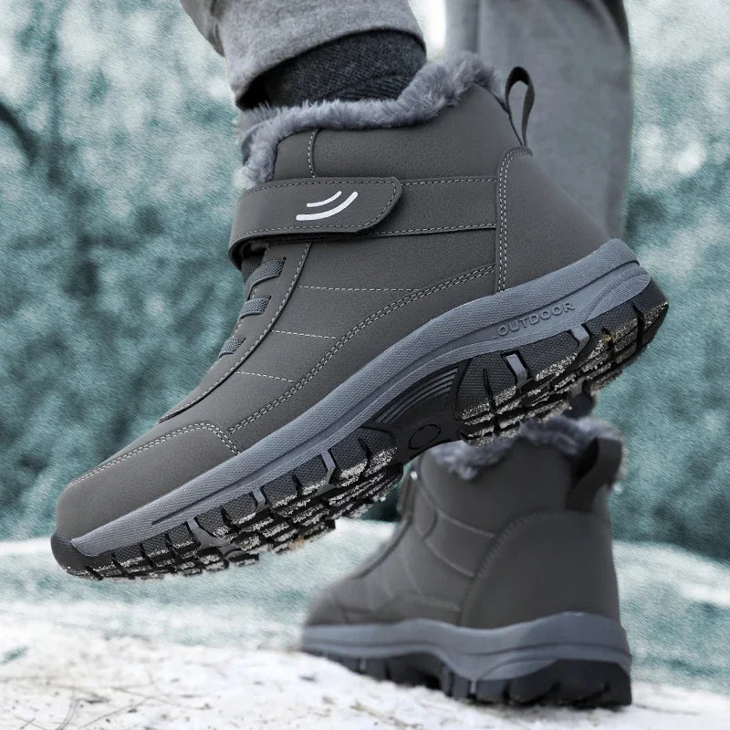 Women's Plush-Lined Waterproof Winter Boots - Platform Non-Slip Hiking Ankle Boots