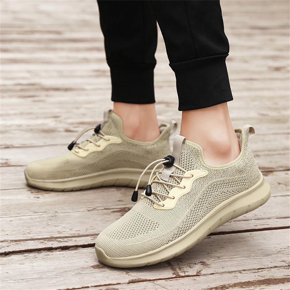 Men's WQT Flyknit Elastic Slip-On Sneakers – Lightweight Breathable Mesh Running Style Shoes with EVA Sole