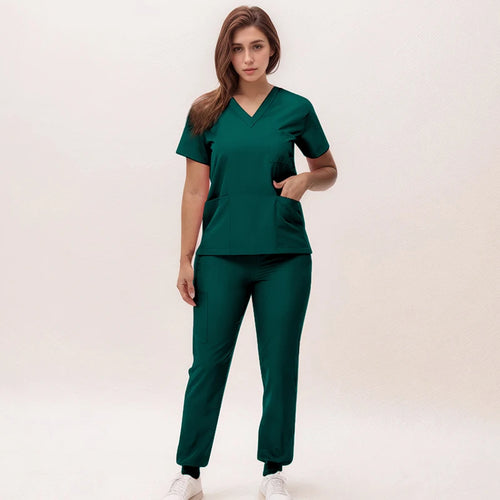 Women's 2025 New Nurse Uniforms V-neck Top Jogger Pants Scrub Sets Surgical