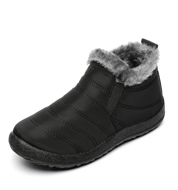 Men's Waterproof Winter Snow Boots - Plush-Lined Slip-On Ankle Boots
