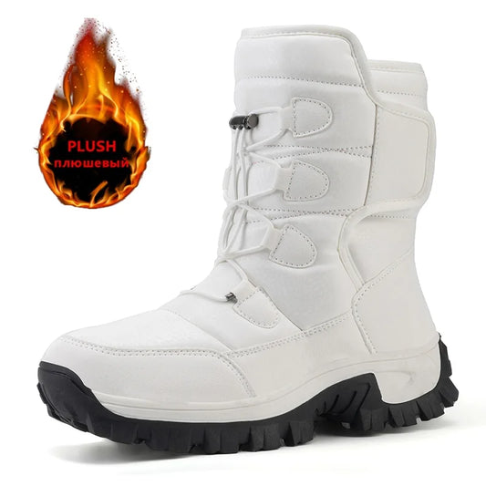 Women's Plush-Lined Waterproof Snow Boots - Platform Winter Hiking Ankle Boots