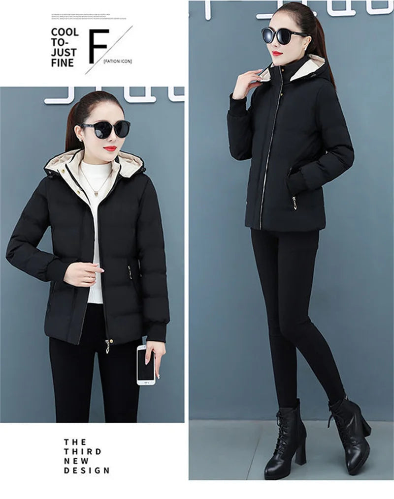Women's Velvet Cotton Padded Winter Jacket 2025 - Detachable Hood Warm Parka Coat"
