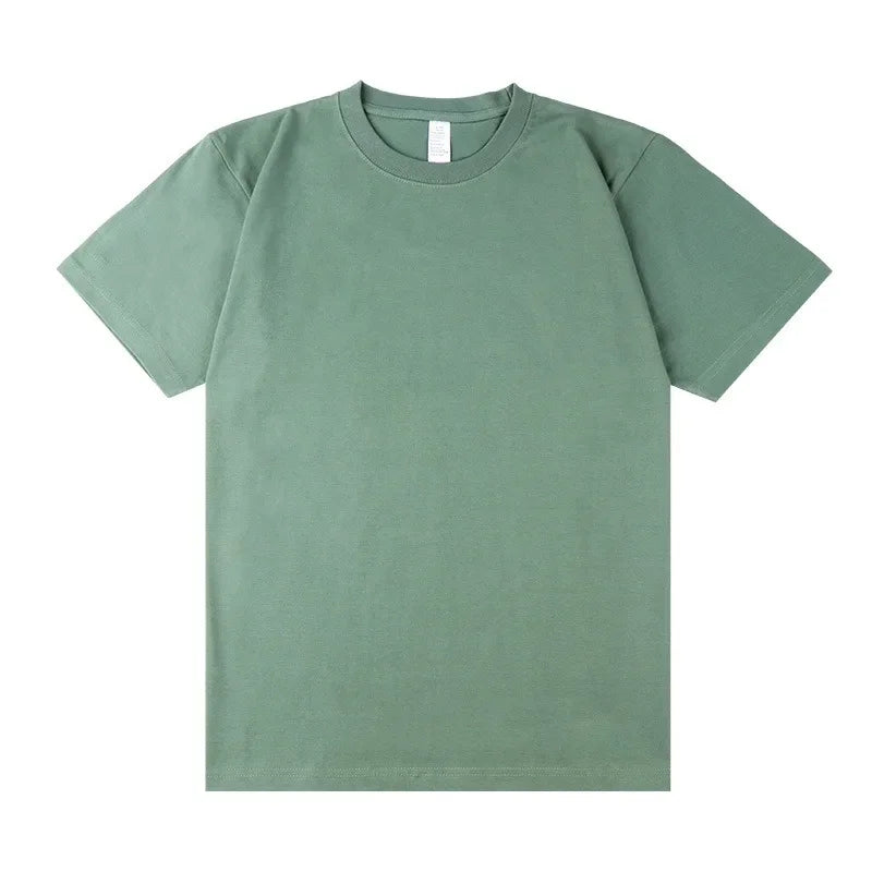Men's 250g Combed Cotton T-Shirt | Heavyweight Solid Color O-Neck Short Sleeve Tee | Loose Casual Fit | XS–2XL