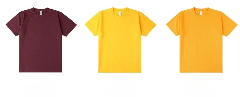 Men's 250g Combed Cotton T-Shirt | Heavyweight Solid Color O-Neck Short Sleeve Tee | Loose Casual Fit | XS–2XL