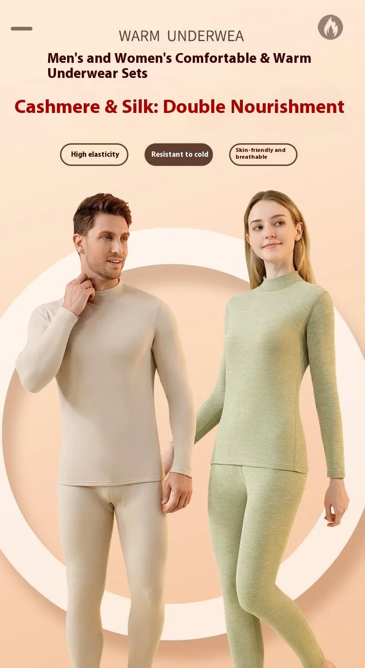 Unisex Premium Thermal Underwear Set - Cashmere Silk Winter Base Layer for Men & Women
