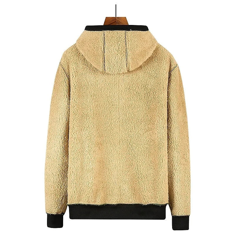 Men's Heavyweight Sherpa Fleece Lined Windproof Hoodie Jacket - Ultimate Winter Warmth & Style.