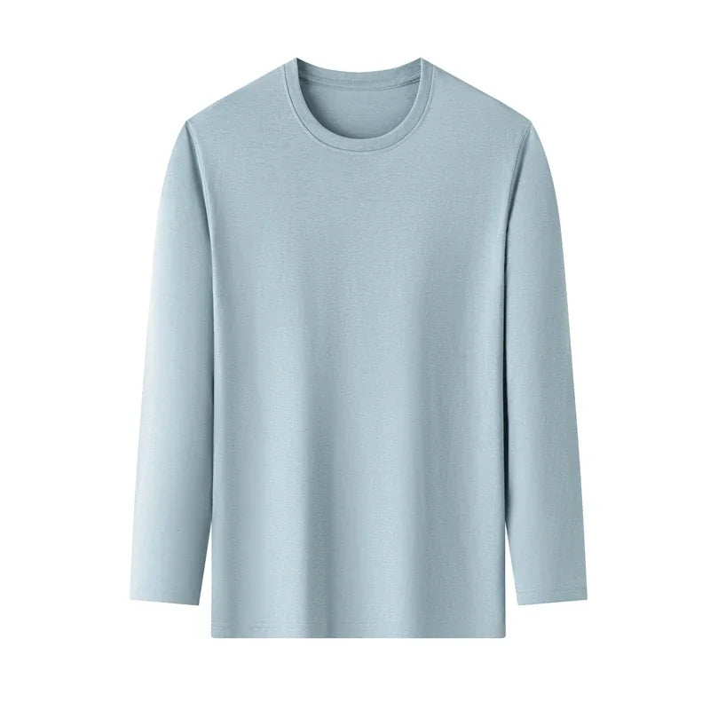 ASJP Men's 100% Cotton Long Sleeve Shirt | Breathable Casual Crew Neck Top for Summer & Everyday Wear