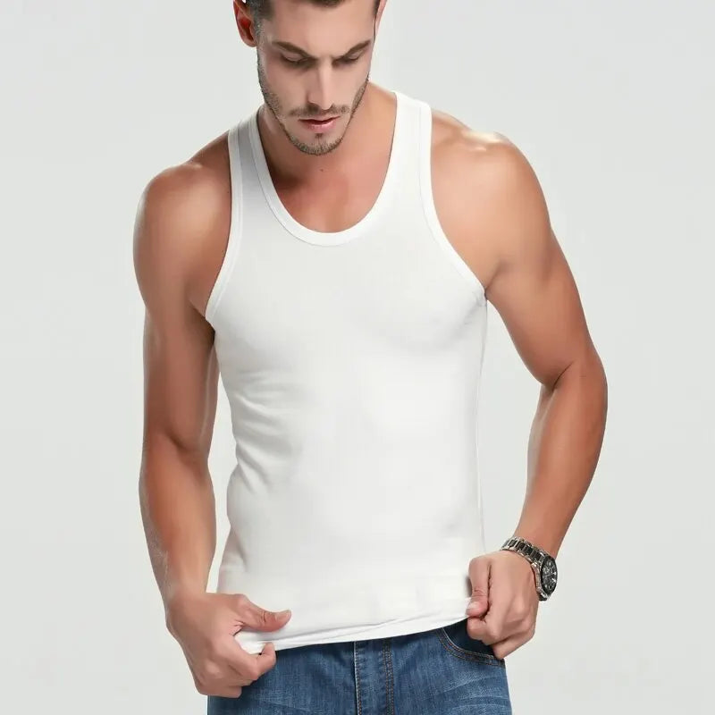 Men's Cotton Sleeveless Tank Top | Skinny Fit Gym Fitness Vest – 1, 3 or 5 Pack Bundle | Casual Sport Training Undershirt