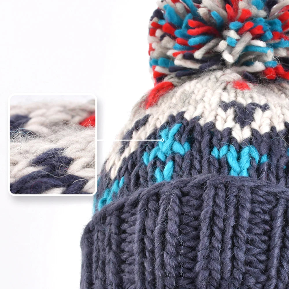 Unisex UFLAME Cute Print Embroidery Beanie with Pompom