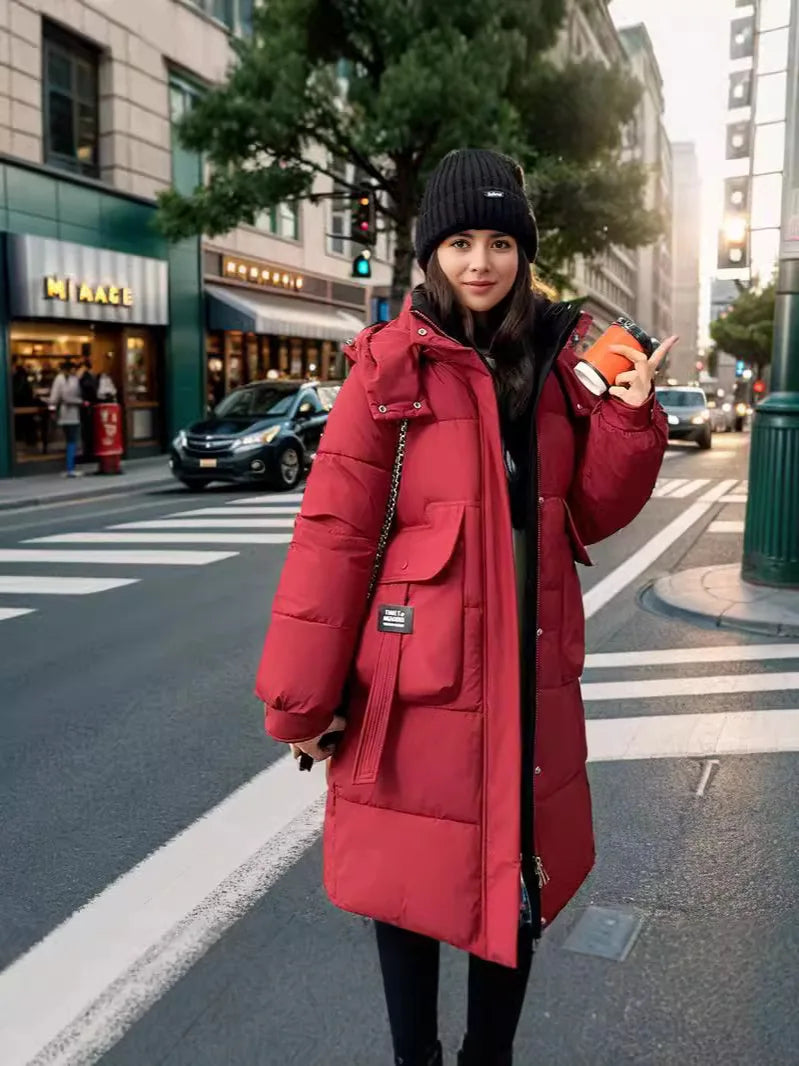 Women's 2024 Hooded Cotton Padded Parka Jacket-Long & Stylish