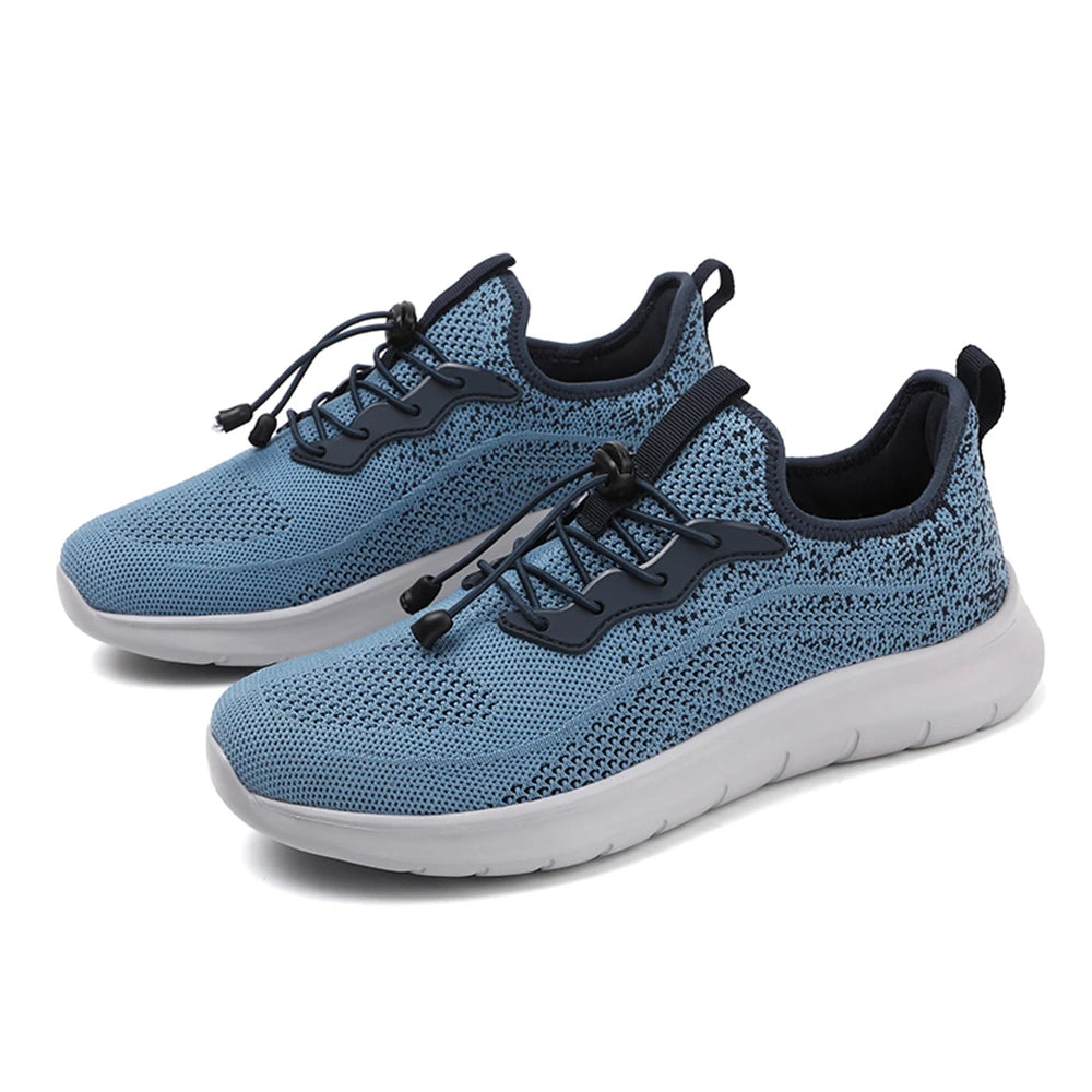 Men's WQT Flyknit Elastic Slip-On Sneakers – Lightweight Breathable Mesh Running Style Shoes with EVA Sole