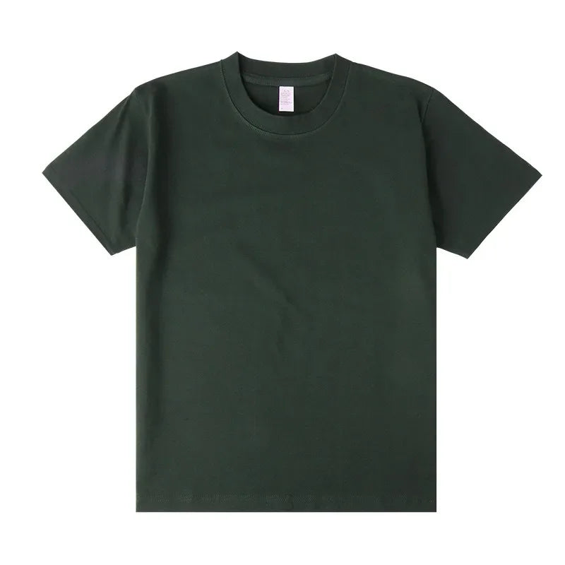 Men's 250g Combed Cotton T-Shirt | Heavyweight Solid Color O-Neck Short Sleeve Tee | Loose Casual Fit | XS–2XL
