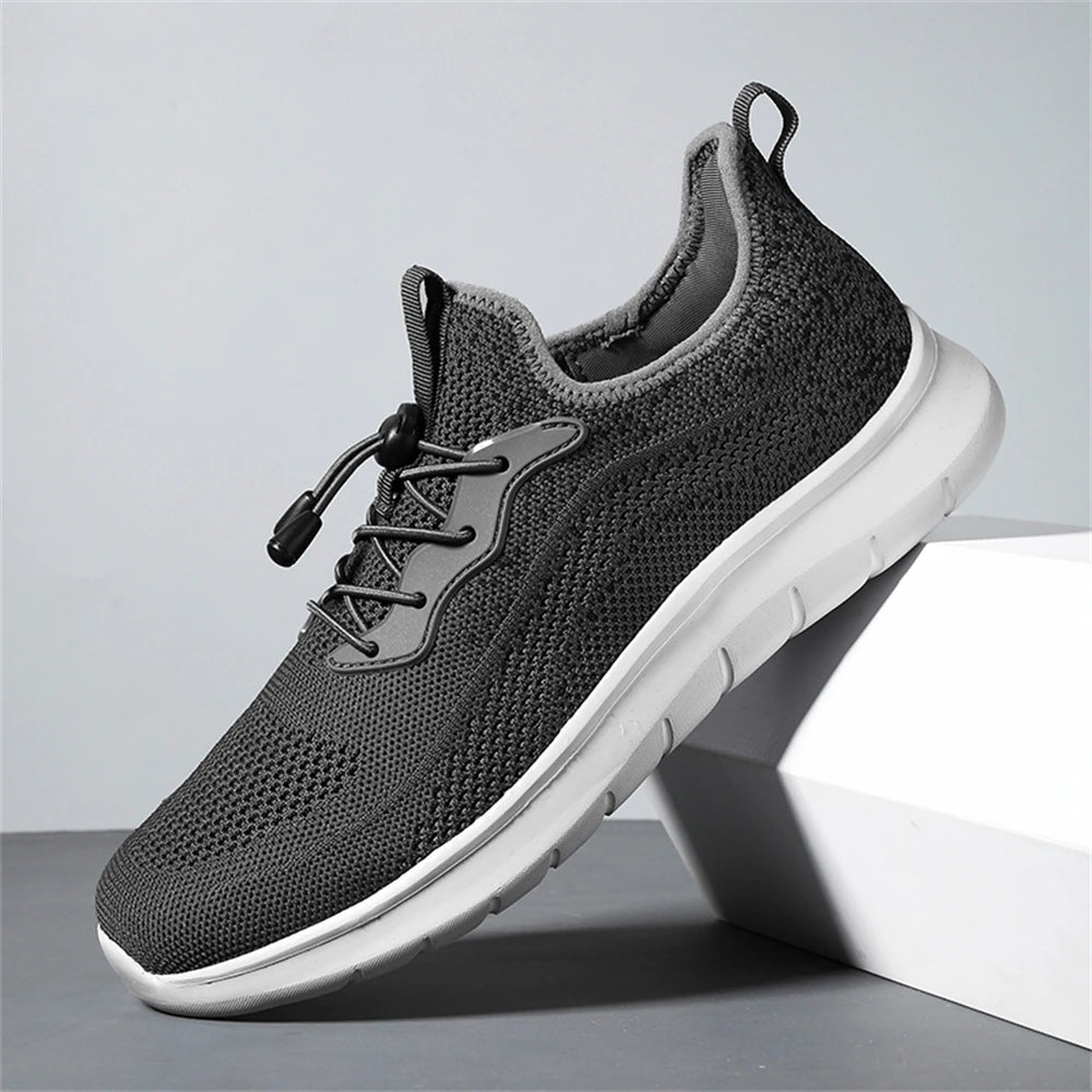 Men's WQT Flyknit Elastic Slip-On Sneakers – Lightweight Breathable Mesh Running Style Shoes with EVA Sole
