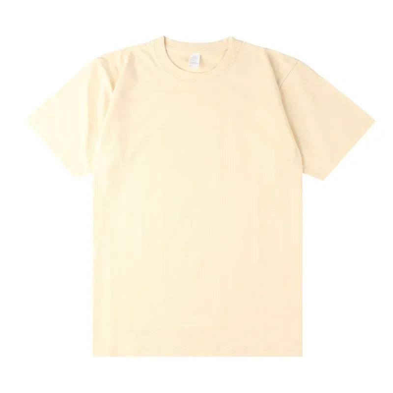 Men's 250g Combed Cotton T-Shirt | Heavyweight Solid Color O-Neck Short Sleeve Tee | Loose Casual Fit | XS–2XL