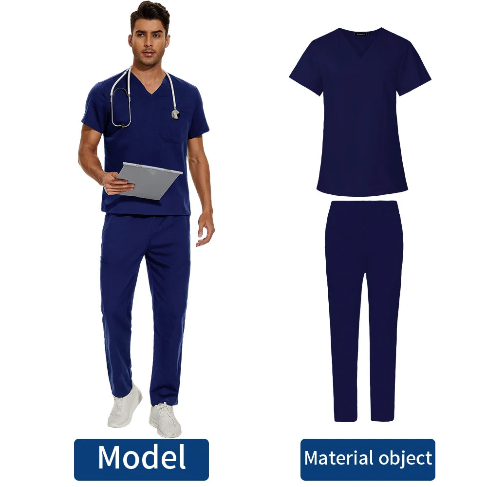 Men's V-Neck Scrubs Set - Stylish Medical Uniforms for Doctors & Nurses | Comfortable & Durable Lab Overalls